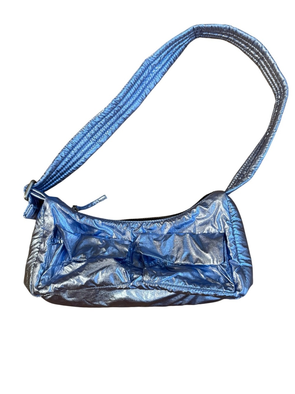 BAGGU Metallic Blue Cargo Shoulder Bag Electric Blue Y2K Baguette UO Exclusive - Picture 2 of 6